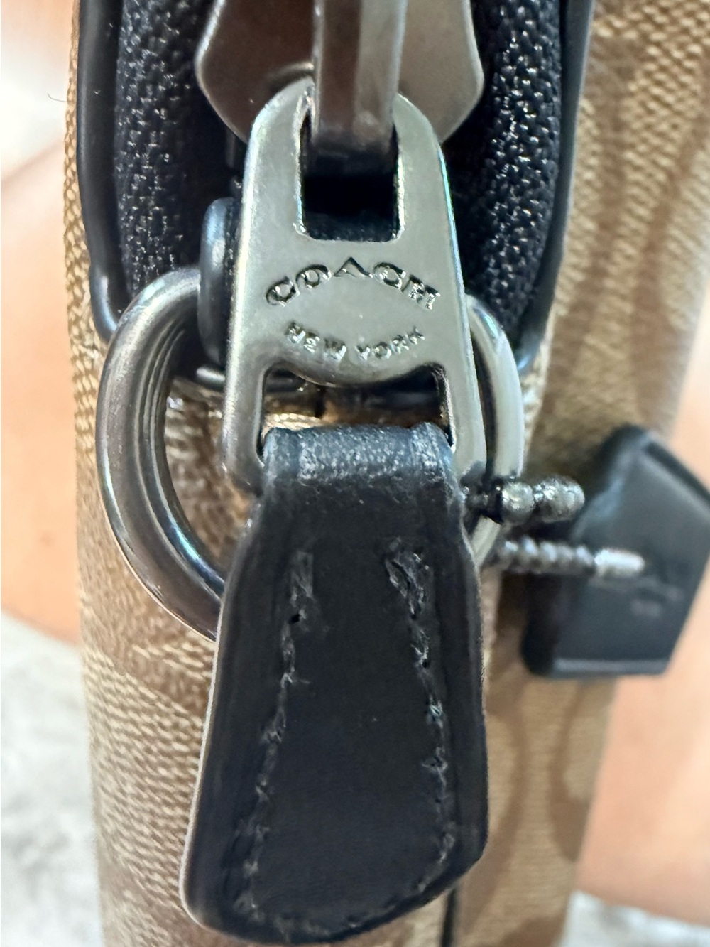 Coach Brown Signature Ranger Pouch with Black Leather Flap - Picture 11 of 13